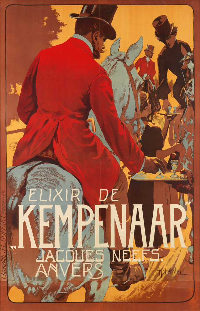 ADOLFO HOHENSTEIN (1854-1928). ELIXIR DE KEMPENAAR. Circa 1900. 55x36 inches, 141x92 cm. J.L. Goffart, Brussels.